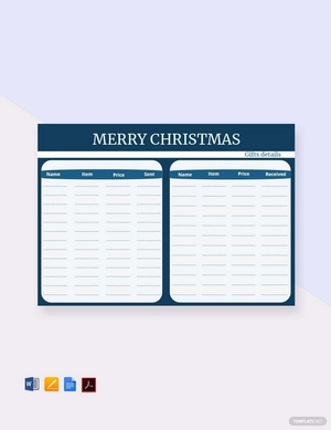 Printable Christmas Gift List Template