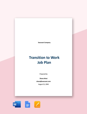 Transition to Work Job Plan Template