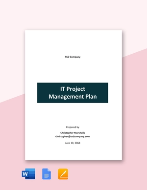 IT Project Management Plan Template