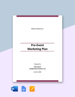 Pre Event Marketing Plan Template