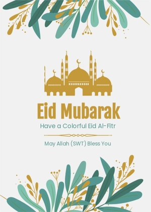 Free Floral Eid Al Fitr Card Template to Edit Online