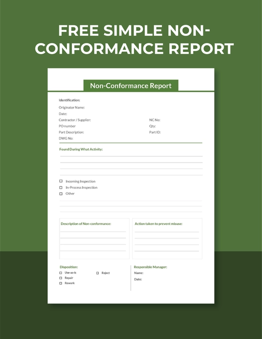 Simple Non-Conformance Report Template