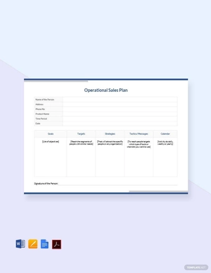 Operational Sales plan Template