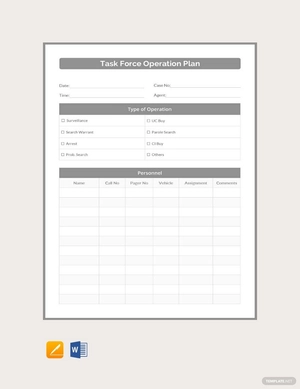 Task Force Operation Plan Template Task Force Operation Plan Template