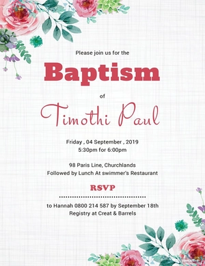 Simple Baptism Invitation Card Template