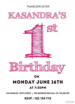 1st Birthday Party Invitation Card Template