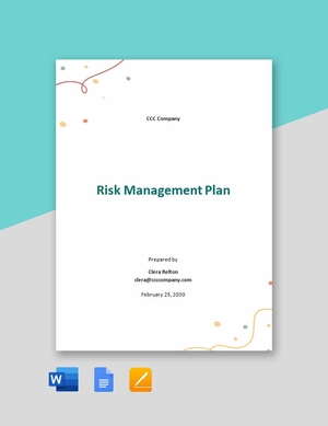 Security Risk Management Plan Template
