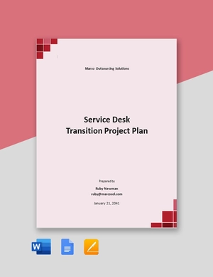 Service Desk Transition Project Plan Template