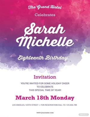 Watercolor Debut Invitation Template