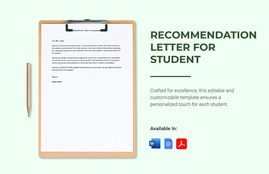 Recommendation Letter for Student Recommendation Letter for Student