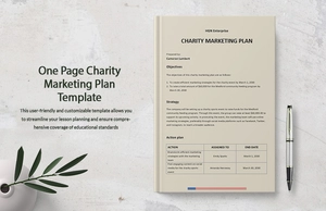 One Page Charity Marketing Plan Template