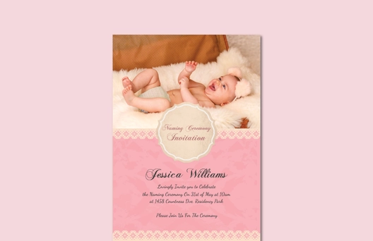 Grand Daughter Naming Ceremony Invitation Card Template
