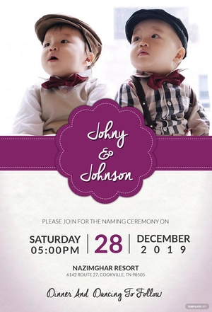 Grand Baby Name Ceremony Invitation Template