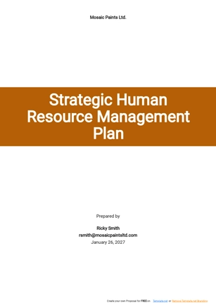 Strategic Human Resource Management Plan Template