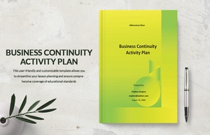 Business Continuity Activity Plan Template