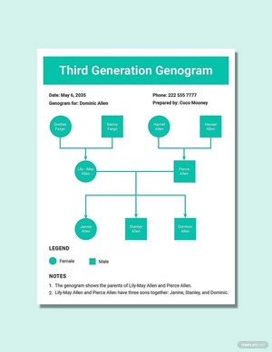 Third Generation Genogram Tree Template