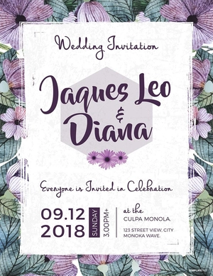 Watercolor Flowers Wedding Invitation Template