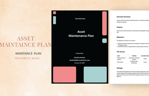 Sample Asset Maintenance Plan Template