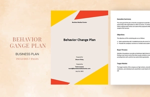 Basic Behavior Change Plan Template