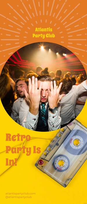 Retro Stars Party Club Rollup Banner template