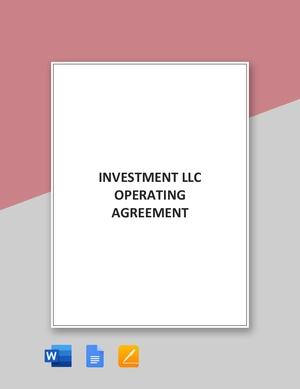 Investment LLC Operating Agreement Template