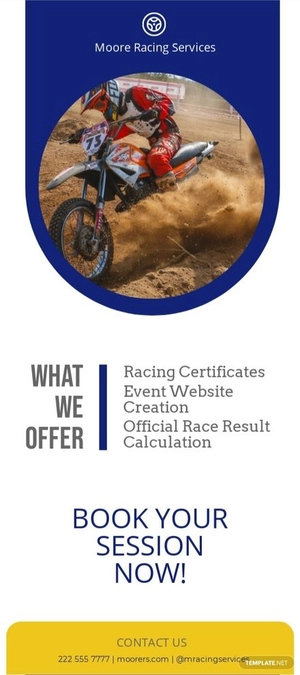 Racing Event Rack Card Template