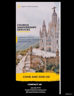 Church Anniversary Service Rack Card Template