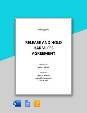 Release And Hold Harmless Agreement Template