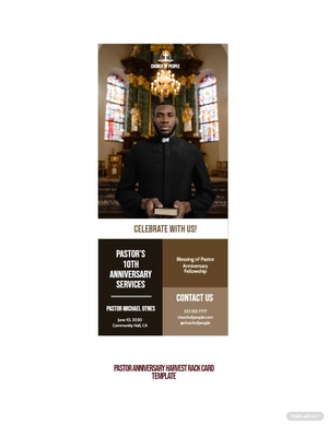 Pastor Anniversary Harvest Rack Card Template
