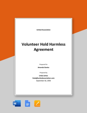 Volunteer Hold Harmless Agreement Template