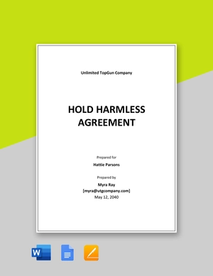 Sample Hold Harmless Agreement Template