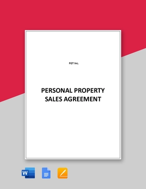Personal Property Sales Agreement Template