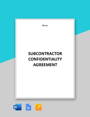Subcontractor Confidentiality Agreement Template