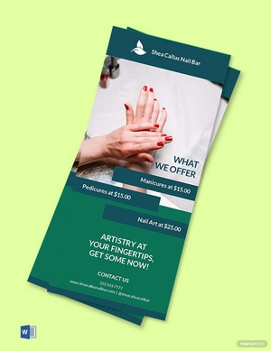 Nail Bar Rack Card Template