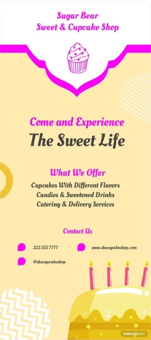 Sweet & Cupcake Rack Card Template