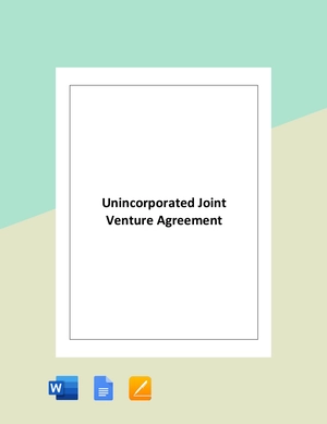 Unincorporated Joint Venture Agreement Template