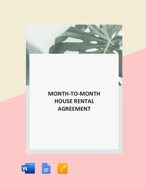 Month to Month House Rental Agreement Template