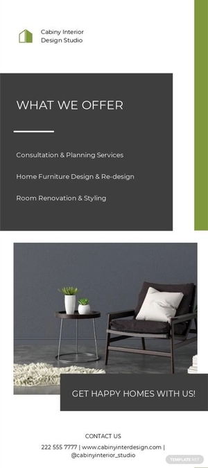 Interior Home Design Rack Card Template