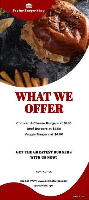 Burger Shop Rack Card Template