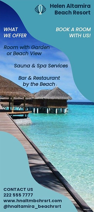 Beach Resort Rack Card Template Beach Resort Rack Card Template
