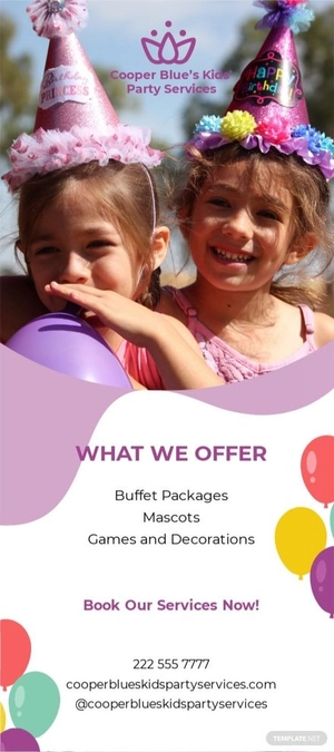 Kid's Party Rack Card Template