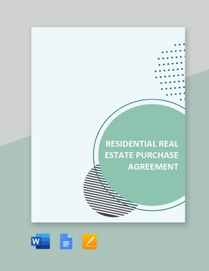 Sample Residential Real Estate Purchase Agreement Template