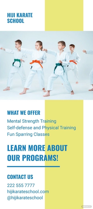 Kids Martial Art Rack Card Template