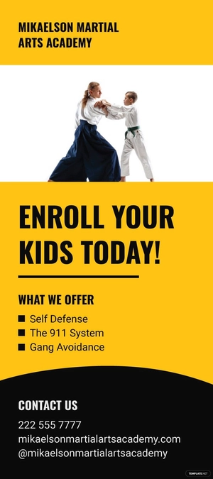 Kids Martial Art Training Rack Card Template