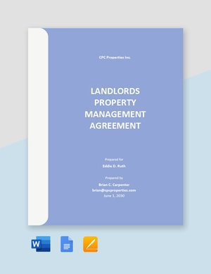 Landlords Property Management Agreement Template