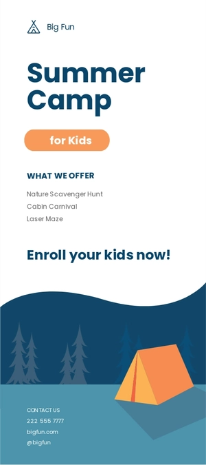 Camp Rack Card Template