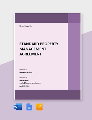 Standard Property Management Agreement Template Standard Property Management Agreement Template