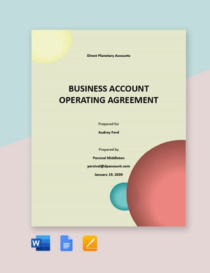 Business Account Operating Agreement Template
