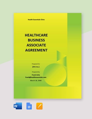 Healthcare Business Associate Agreement Template