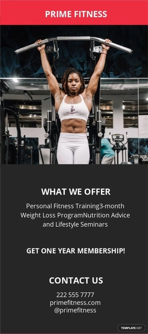 Sample Elegant Gym Rack Card Template